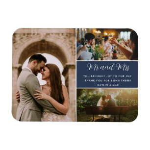 Elegante Mr en Mrs Bedankt Foto Collage Magneet