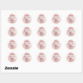 Elegante Mr en Mrs Blush Roze Bloemen Bruiloft Ronde Sticker (Vel)