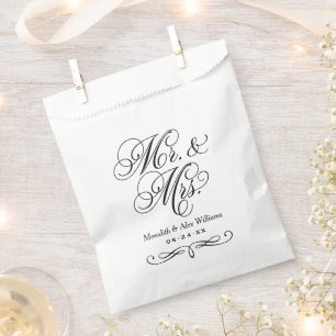 Elegante Mr en Mrs Calligrafie Monogram Huwelijk Bedankzakje