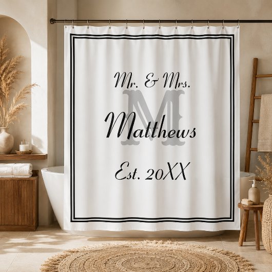Elegante Mr en Mrs Initiaal Douchegordijn