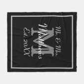 Elegante Mr. en Mrs. Naam Zwart-wit Bruiloft Fleece Deken (Voorkant (Horizontaal))