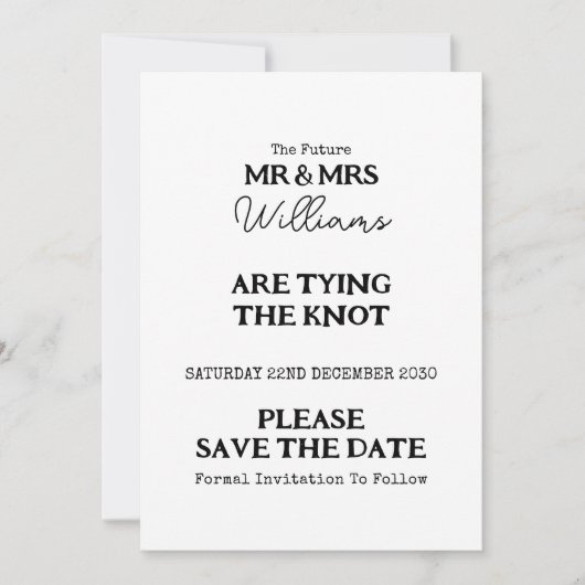 Elegante Mr en Mrs Photo Wedding Save The Date (Voorkant)