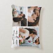 elegante mr en mrs trouw 3 foto collage  accent kussen (Achterkant (Verticaal))