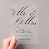 Elegante Mr & Mr Script Calligrafie Acryl Uitnodigingen (Insitu (Draagbaar))