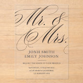 Elegante Mr & Mr Script Calligrafie Acryl Uitnodigingen (Voorkant)