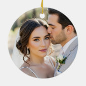 Elegante Mr & Mrs aangepaste trouwfoto-monogram Keramisch Ornament (Achterkant)