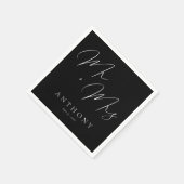 Elegante Mr & Mrs Black and White Script bruiloft Servet (Hoek)