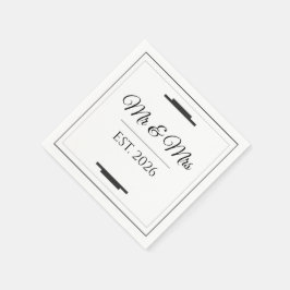 Elegante Mr & Mrs Bruiloft Modern Minimalistisch C Servet