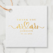 Elegante Mr & Mrs Calligraphy Dank je wel Echt Bedankjes Labels (Voorkant)