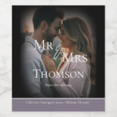 Elegante Mr & Mrs foto donkere paarse winterbruilo Wijn Etiket (Enkel label)