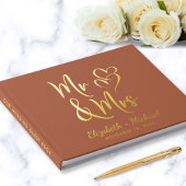 Elegante Mr. Mrs foto Terracotta bruiloft Gastenboek