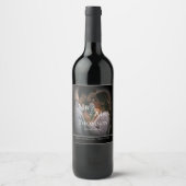 Elegante Mr & Mrs foto zwarte winter bruiloft Wijn Etiket (Voorkant)