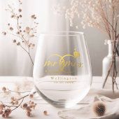 Elegante Mr & Mrs Gold Kalligrafie Bruiloft Wijnglas Zonder Voet