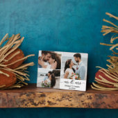 Elegante Mr & Mrs Huwelijksfotocollage Jubileum Fotoplaat (Zijkant)