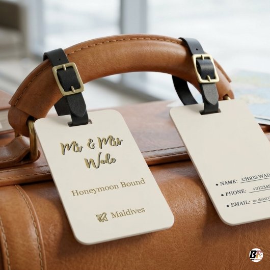Elegante Mr & Mrs huwelijksreisbestemming Bagagelabel