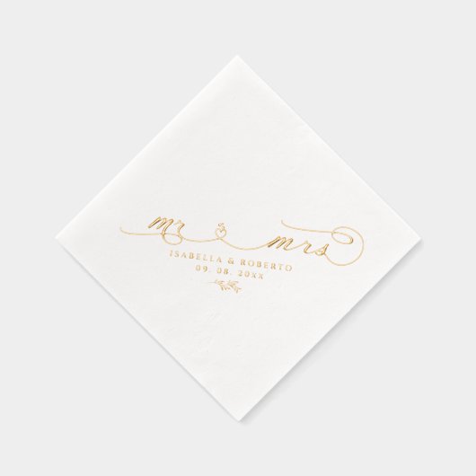 Elegante Mr. & Mrs. kalligrafie scriptuur trouw go Folie Servetten (Rechts)
