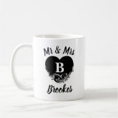 Elegante Mr. Mrs. Letter B Heart Wedding Dank u Koffiemok (Links)
