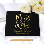Elegante Mr. Mrs. Photo Black Wedding Gastenboek