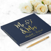 Elegante Mr. Mrs. Photo Blue Wedding Gastenboek