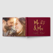 Elegante Mr. Mrs. Photo Bourgogne bruiloft Gastenboek (Volledig)