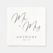 Elegante Mr & Mrs Script Custom Name Wedding Servet (Voorkant)