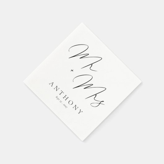 Elegante Mr & Mrs Script Custom Name Wedding Servet (Hoek)