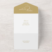 Elegante Mr & Mrs Script Gouden Bruiloft All In One Uitnodiging (Buitenkant)