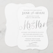 Elegante Mr & Mrs Silver Typografie Bruiloft uitno Kaart (Voorkant / Achterkant)