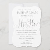 Elegante Mr & Mrs Silver Typografie Bruiloft uitno Kaart (Voorkant)