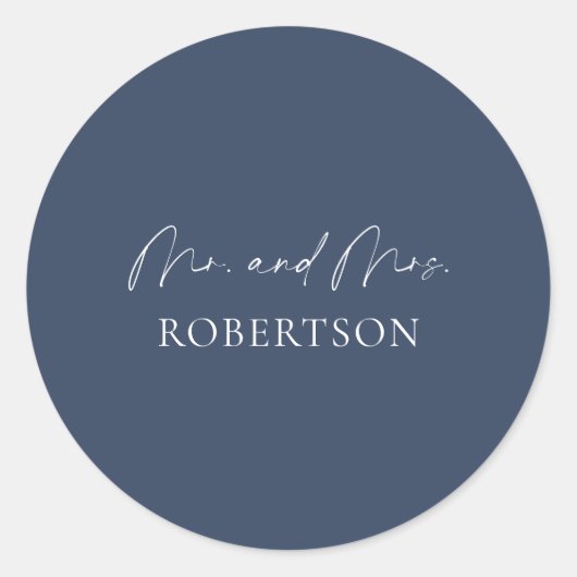 Elegante Mr. & Mrs. Sticker – Marineblauwe Achterg (Voorkant)