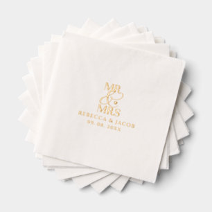 Elegante Mr & Mrs Trouwgoud Folie Servetten