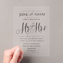 Elegante Mr & Mrs Typografie bruiloft uitnodiging