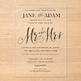 Elegante Mr & Mrs Typografie bruiloft uitnodiging