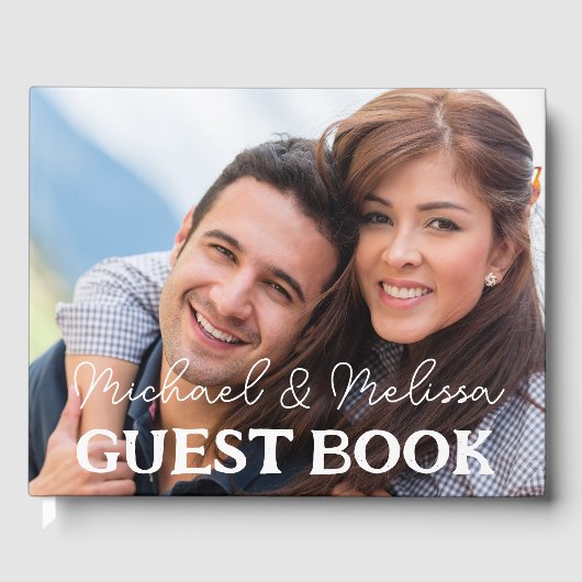 Elegante Mr & Mrs Wedding Foto Gastenboek (Voorkant)