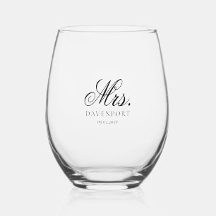 Elegante Mr & Mrs Wedding Keepsake Gift Wijnglas Zonder Voet