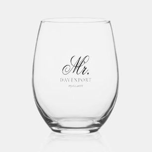 Elegante Mr & Mrs Wedding Keepsake Gift Wijnglas Zonder Voet