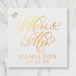 Elegante Mrs. en Mrs. Script Custom Monogram Bedankjes Labels