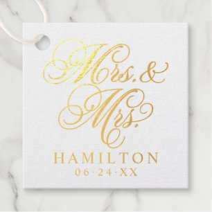 Elegante Mrs en Mrs Script Monogram Huwelijk Bedankjes Labels