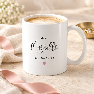 Elegante Mrs Script Trouw Monogram Koffiemok