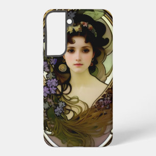 Elegante Mucha-stijl portret van een mooie vrouw Samsung Galaxy Hoesje