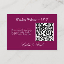 Elegante Mulberry QR Code website RSVP kaart