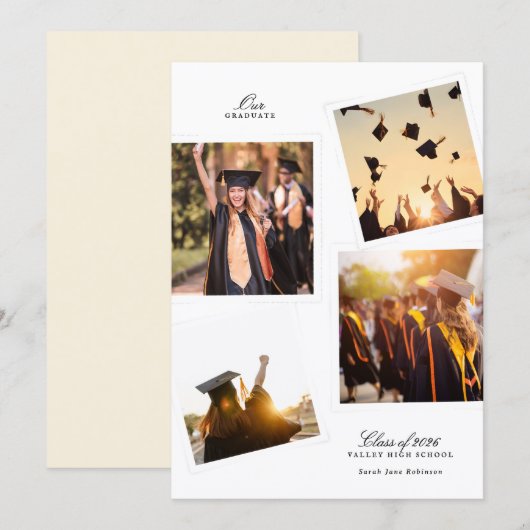 elegante multi 4 fotolijst afstuderen middelbare s aankondiging (Voorkant / Achterkant)