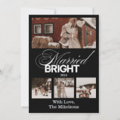 Elegante multi foto getrouwd en helder feestdagenkaart (Voorkant)