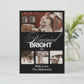 Elegante multi foto getrouwd en helder feestdagenkaart (Staand voorkant)