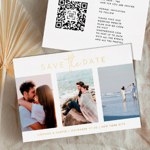 Elegante Multi Goud Witte Tekst Foto Save The Date Folie Uitnodiging
