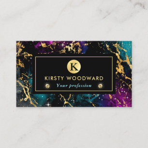 Elegante multi kleuren & goud Galaxy marmer Visitekaartje