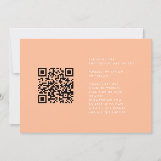 Elegante Multi Peach White Text Photo Sla de datum Save The Date (Achterkant)