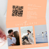 Elegante Multi Peach White Text Photo Sla de datum Save The Date
