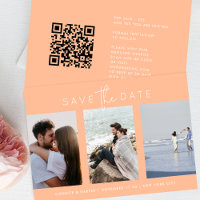 Elegante Multi Peach White Text Photo Sla de datum