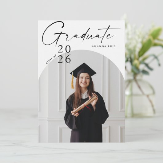 Elegante Multi-Photo Collage Afstuderen Uitnodigin Kaart (Staand voorkant)